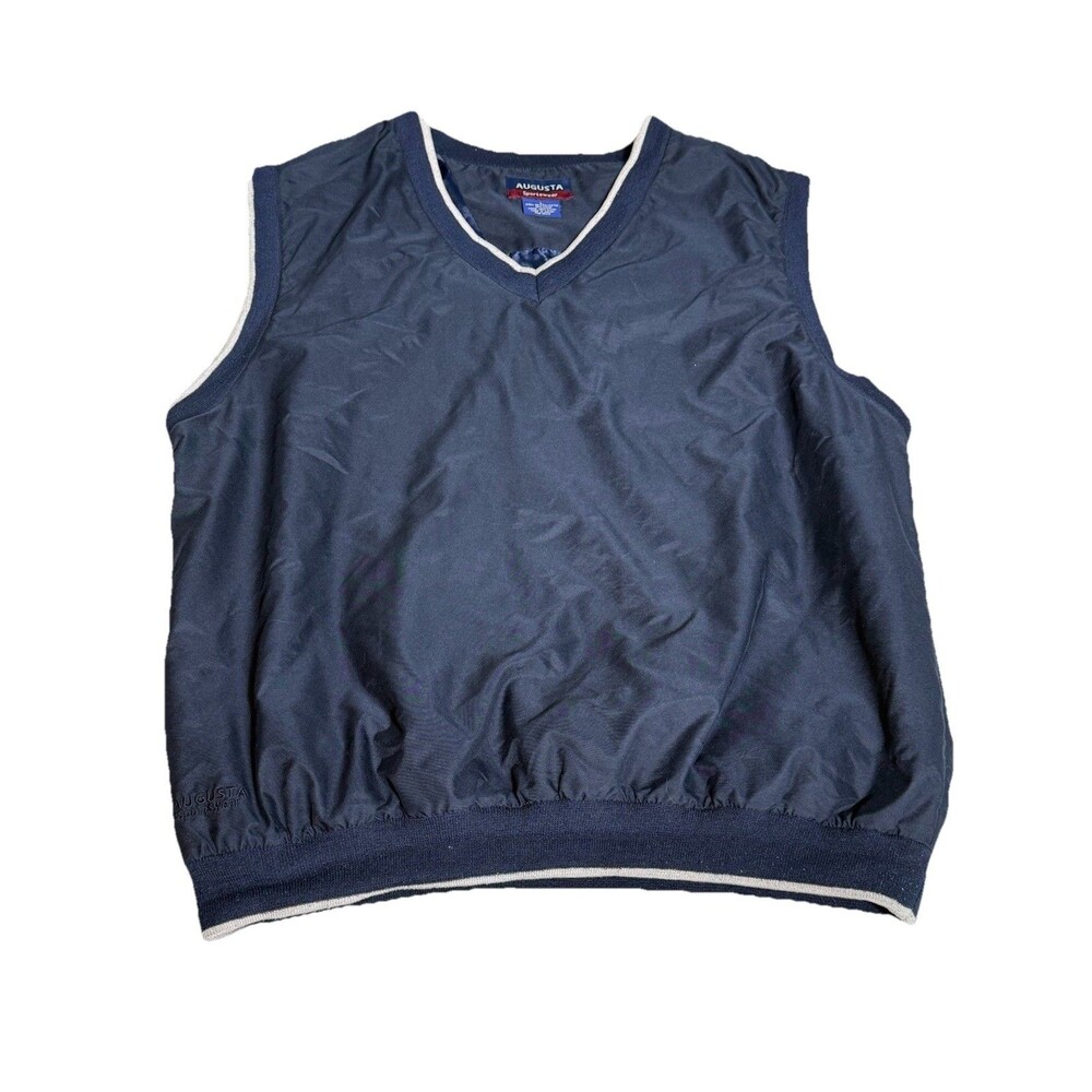 Augusta Sportswear Golf Vest Men’s Large Navy Blue Polyester Nylon 65378